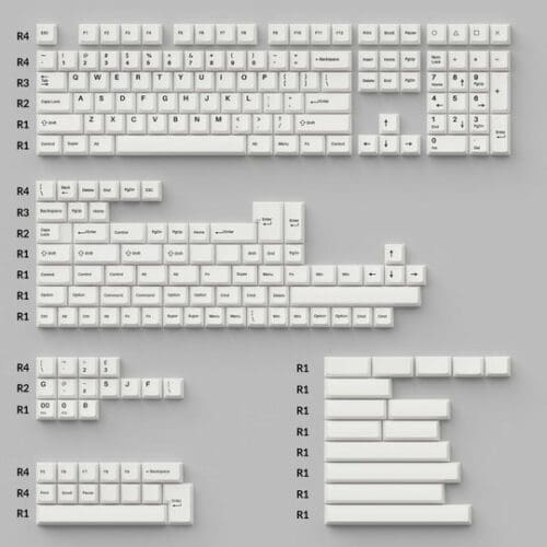Cherry Profile Double - Shot PBT Full Set Keycaps - Black on White